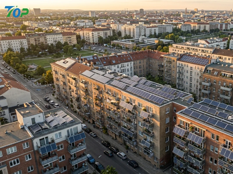 Large-scale balcony photovoltaic systems installed on European residential apartment buildings